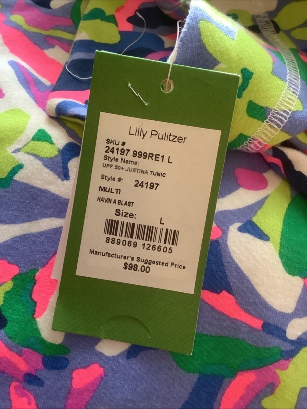 Lilly Pulitzer Floral Split-Neck Tunic Top - Multicolor size L nwt - Picture 7 of 13